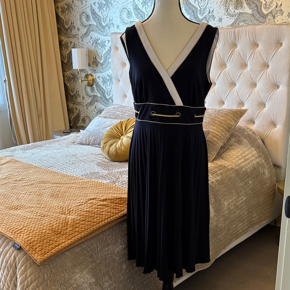 Frank Lyman Design Navy and White Midi Dress